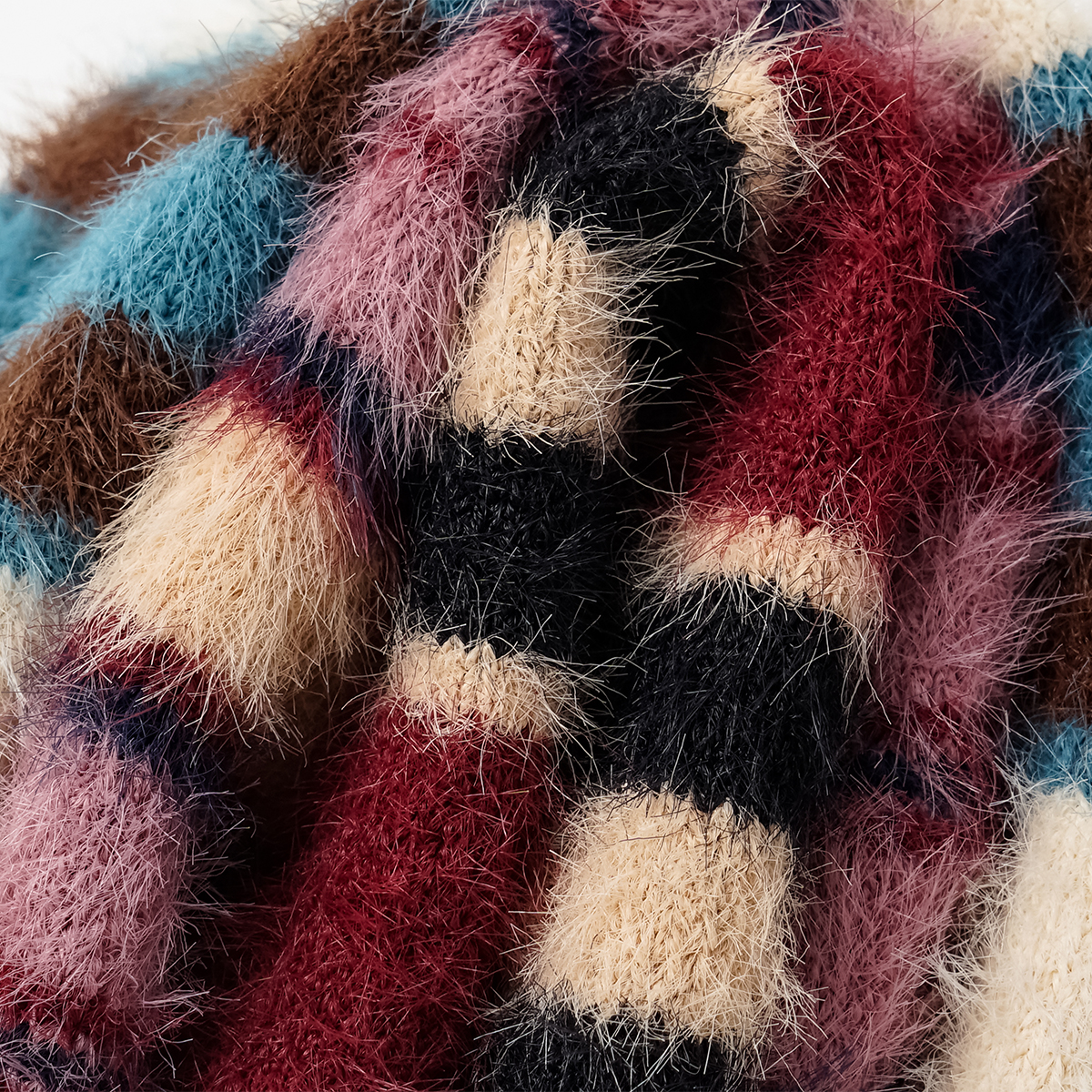 袜say 毛绒绒条纹袜子女中筒袜秋冬季加厚保暖堆堆袜仿貂毛地板袜 - 图1