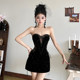 Thousand gold style fine glitter mesh stitching tube top dress for women