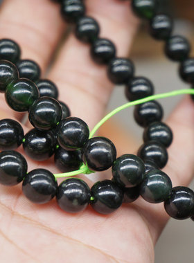 天然药玉墨链活磁墨绿玉108颗