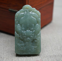 And Tian Jade Double-sided Engraving of the Leopard Pendant Males Genuine Jade Sugar Green White Jade Finely Carved leopard Necklace Jade Pendant