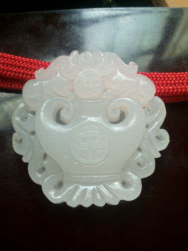 天然阿富汗白玉精品双面貔貅花瓶平安吊坠 保平安项链 - 图0