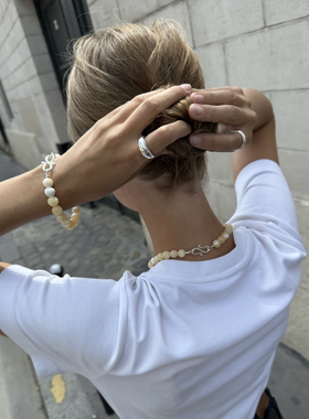 女天然石简约手链圆珠气质