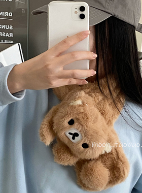 可爱小熊毛绒围巾女冬季2025新款围脖骑行防寒保暖交叉护颈加厚