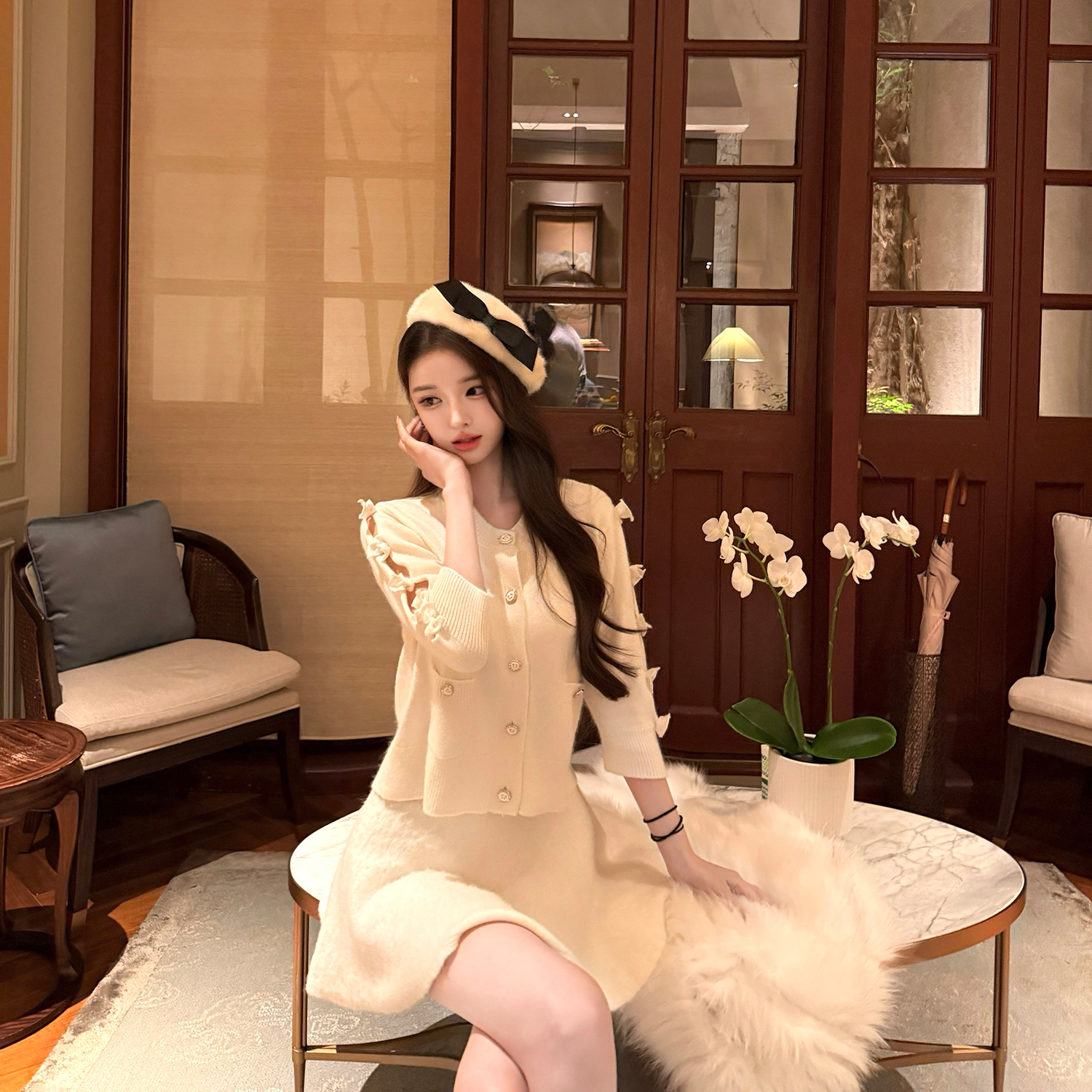 viola【少女心结】Chan*25k私服2W+10兔绒10羊毛奶呼针织衫休闲 - 图3