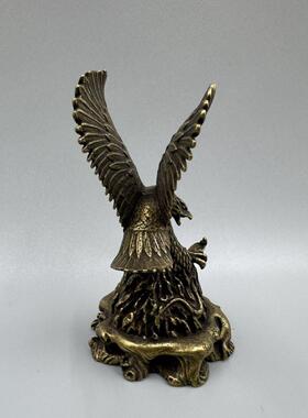 大鹏展翅雄鹰老鹰黄铜大展宏图摆件,重约48克