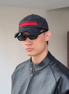 oarism x JieDa 26SS 联名破坏水洗红毯鸭舌帽做旧复古街头刺绣帽
