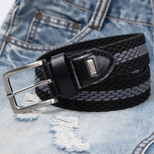 TOMMY IUTSER正品编织皮带男真皮弹力松紧腰带裤男士裤带潮年轻人