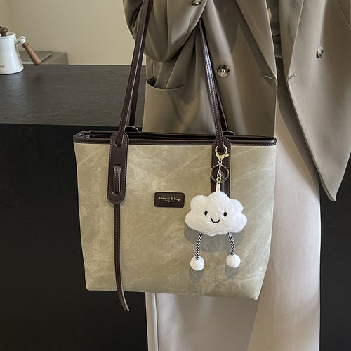 高级感百搭单肩大包包女2025新款潮时尚休闲简约大容量通勤托特包 - 图1