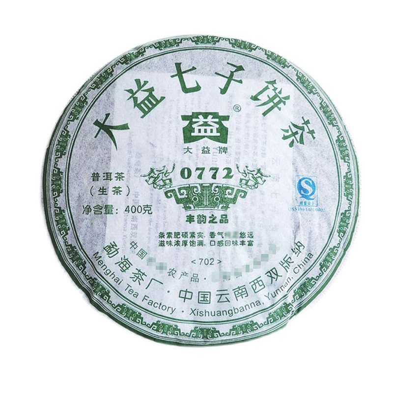 大益普洱茶生茶2007年0772青饼702批次400g 云南七子饼勐海茶厂 - 图0