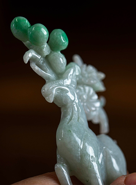 孤品【翡翠.福禄双全】新年礼品桌面家居客厅高档摆件 一物一证