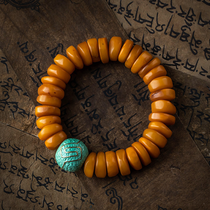 大善堂天然老蜜蜡原石手串女款佛珠 大善堂手链