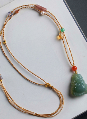 孤品【翡翠·福运安康】天然玉石项链精工雕刻收藏级吊坠一物一证