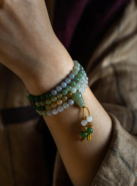 天然和田玉多圈手链春意盎然手串