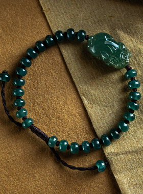 正品翡翠貔貅手串手工精编