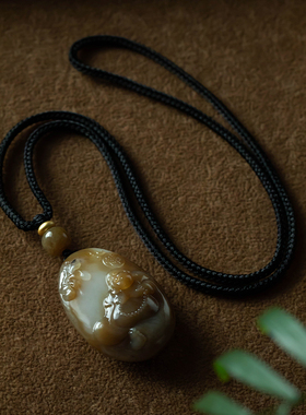 孤品和田玉弥勒佛高档吊坠大善堂