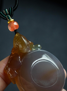 孤品【鱼跃龙门·玛瑙】男女高档吊坠项链玉石饰品附赠鉴定证书