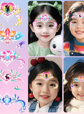 【儿童乐园额头贴】蓝色雪花冰雪爱莎公主额头贴 手环花朵纹身贴