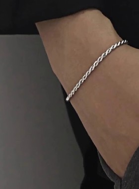 麻花链手链男钛钢不掉色麻绳细手链简约个性设计感小众男生手饰