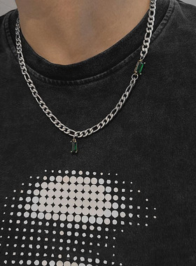 小众设计精致绿色拼接项链