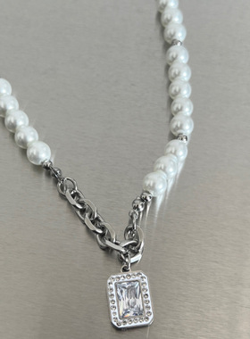 冰糖宝石珍珠拼接项链