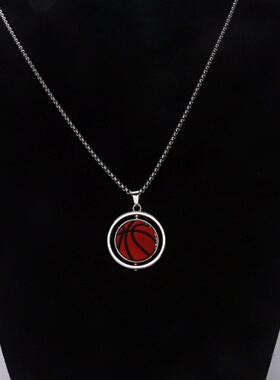 运动风立体旋转不锈钢球类项链