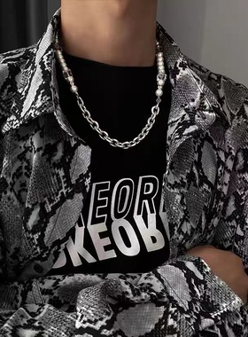 小众方型水晶珍珠项链