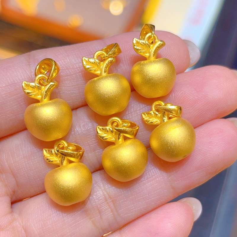 黄金苹果吊坠足金999平安果挂坠3D硬金圣诞节礼物纯金坠子项链女