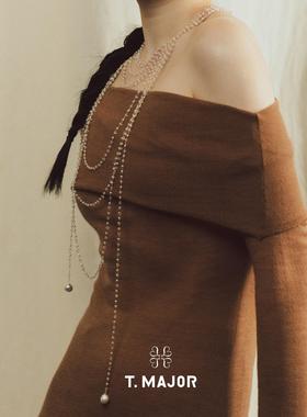 时尚新款多层铜镀金贝珠项链