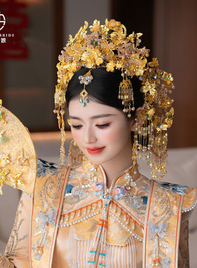 金色流苏新娘凤冠发饰