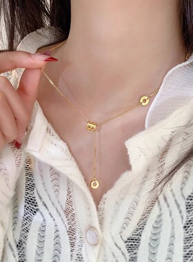 彩金小蛮腰流苏项链AU750玫瑰金