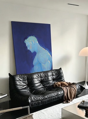 蓝调艺术肌肉男高清装饰画卧室挂画喷绘油画公寓工作室布置摆画