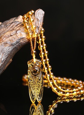 非金属仿水晶项坠/吊坠【腰缠万贯】一鸣惊人蝉形吊坠 转运水晶蝉