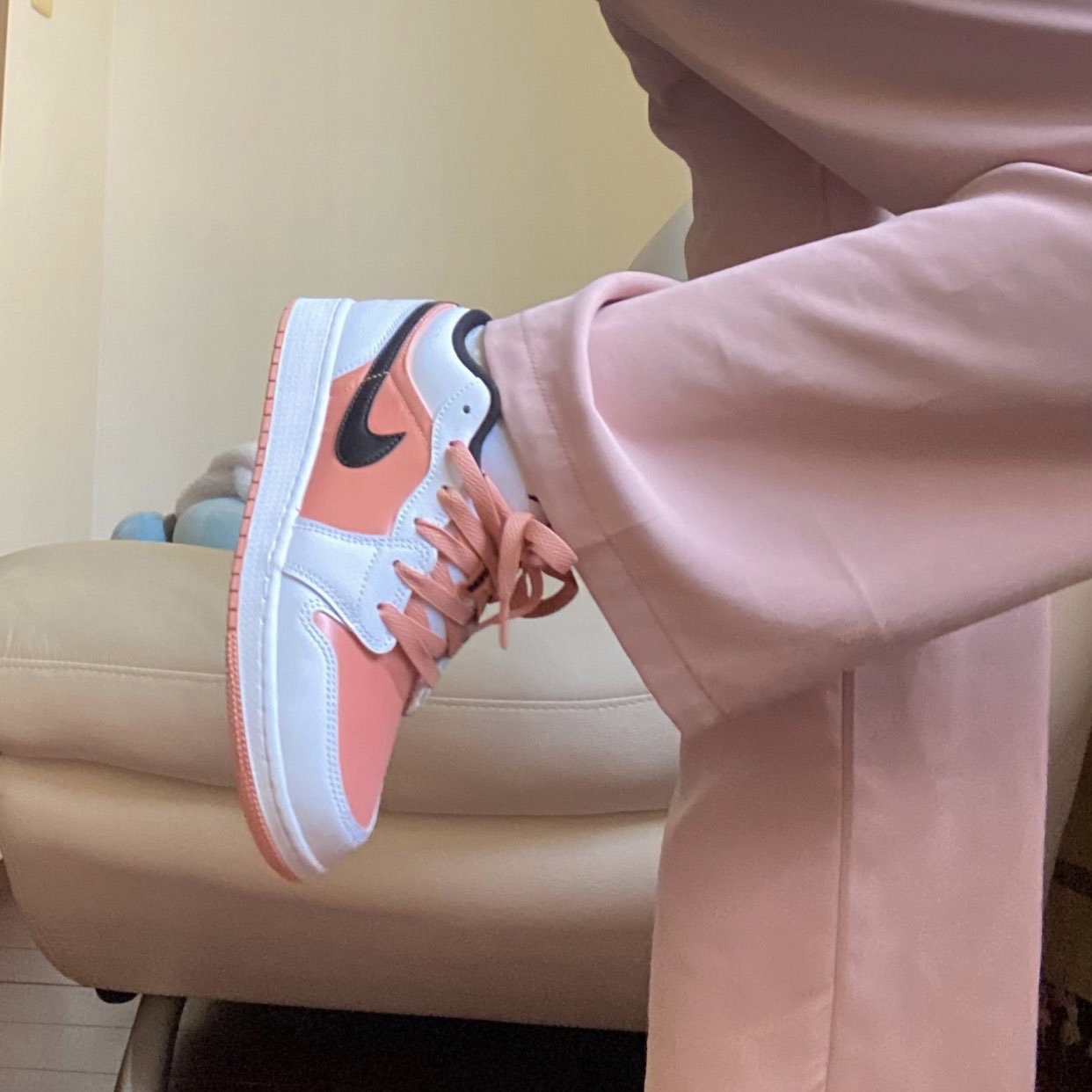 专柜正品Air Jordan1 GS Low AJ1女子低帮白黑粉休闲鞋DM8960-801 - 图0