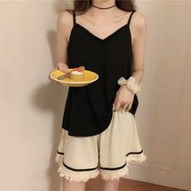 With Chest Cushion 2022 New Sleepwear Womens Summer Pure Cotton Harnesses Two Sets Pure Desire Wind Sleeveless Easy Home Clothing