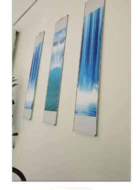 来图定制高清图带裱装铝合金框画卷轴挂画可定制大尺寸油画布背胶