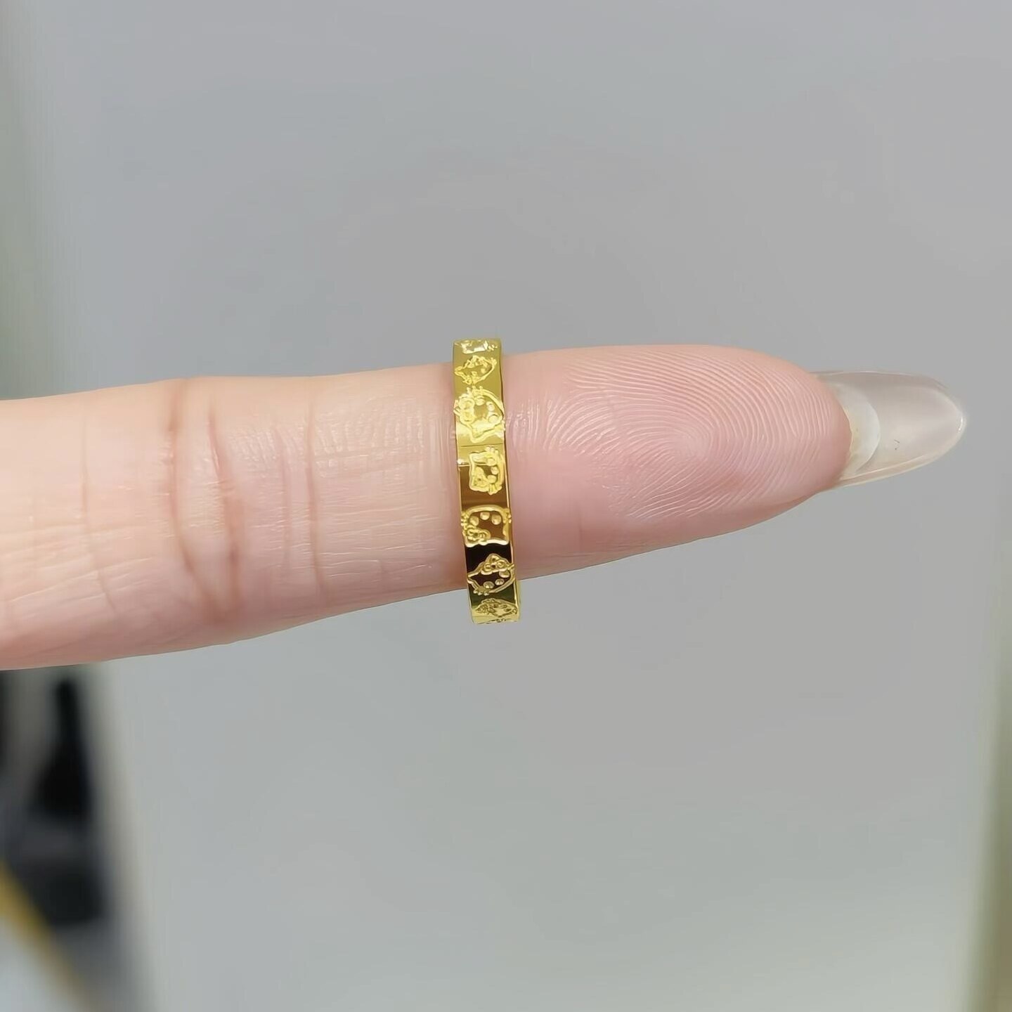 Tianjue Jewelry Hello Kitty kt cat gold ring cute kitten fortune ring pure gold 999
