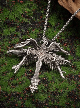 朋克风嘻哈潮人个性十字架吊坠