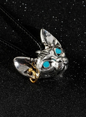 斯芬克斯挂金圈无毛猫吊坠项链