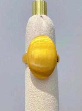 镀黄金色鸽子蛋戒指女ins风个性简约大气指环金色食指戒新年礼物