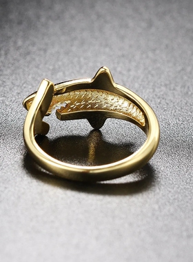 中性美式ins深海巨鲨呆萌Q版指环