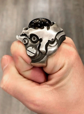 男女金属赛博朋克机甲戒指指环