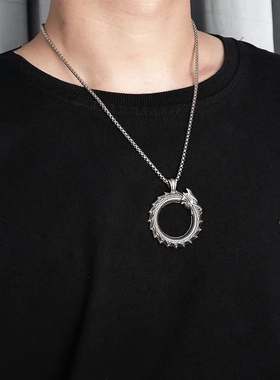 说唱HipHop酷帅衔尾蛇吊坠项链