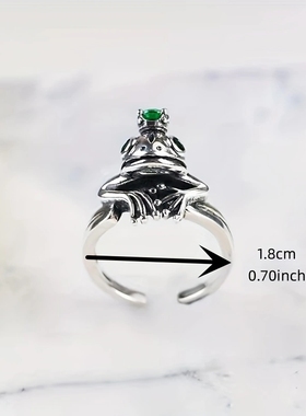 田野水潭青蛙绿锆石皇冠戒指