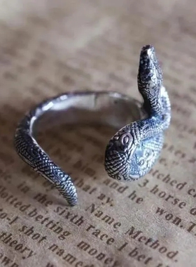 中性哥特酷帅小众时尚蛇形开口戒