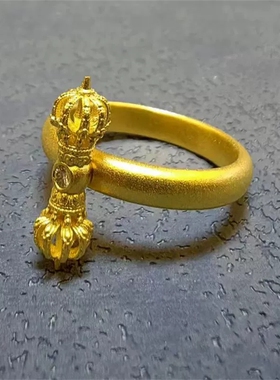 九股金刚铃金刚杵戒指 复古轻奢小众食指可调节戒指金刚怒目戒指