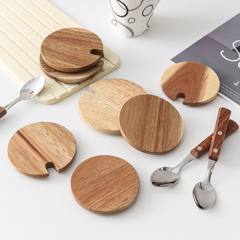 相思木圆形通用杯盖木质马克杯陶瓷玻璃杯盖天然环保杯盖一体成型 - 图1