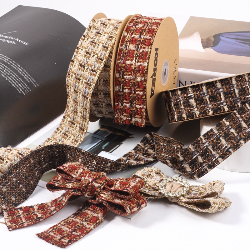 圣诞节金丝粗线缎带diy蝴蝶结发饰小香风饰品辅料织带礼品彩带 - 图0