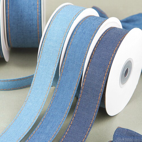 双面跳线牛仔织带DIY蝴蝶结发饰服装辅料缎带宠物用品装饰丝带 - 图3