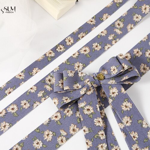 双面DIY发饰小蔷薇碎花辅料织带服饰家居布艺装饰配饰印花丝带 - 图1