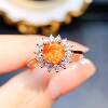 Winter Warm Sun Natural Fire Opal Sunflower Girl Ring